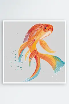 金鱼鲤鱼插图中国风水墨画手绘艺术小鱼设计-众图网