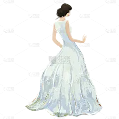 性感穿白色长裙女人莫奈风人物贴纸