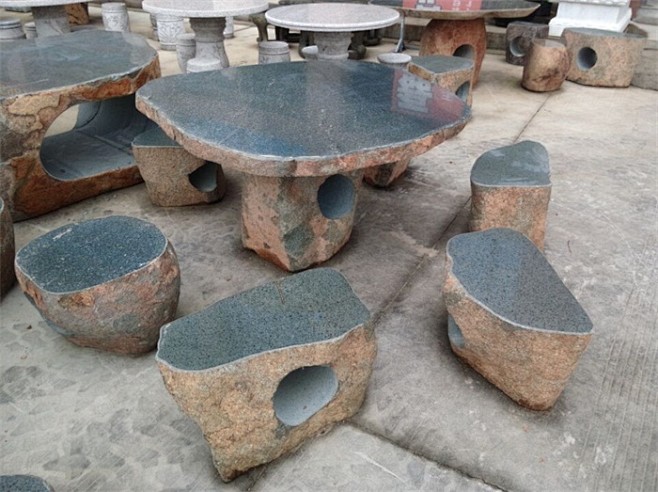 石桌石凳纯天然花岗岩石头桌椅凳子户外庭院...