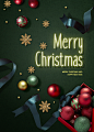 丝绸彩球 圣诞主题 绿色背景 圣诞促销海报设计PSD ti196a2412