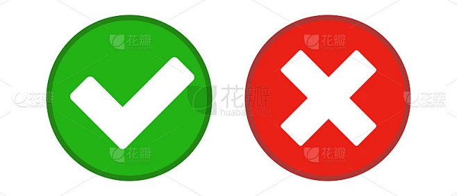 对号和叉号。批准和拒绝。可编辑的矢量。素材-花瓣网
