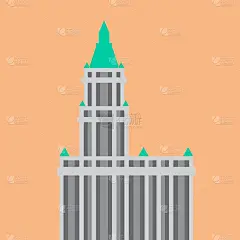 高层摩天楼建筑简约轮廓风格。
