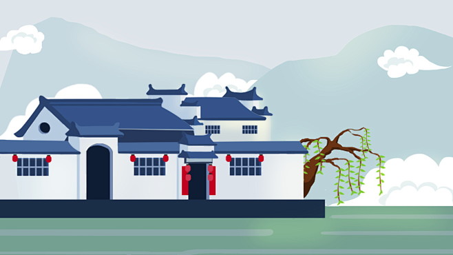 中国风建筑插画