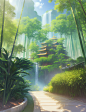 动漫场景中式