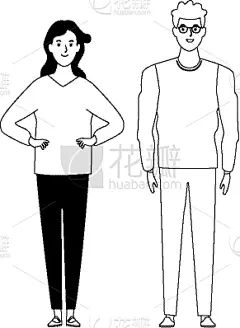 伴侣,黑白图片,头像,动画片,可爱的,人,高雅,男人,家庭,爱