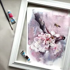 水彩---樱花-梨花-桃花-海棠花、梅花 - 高清图片，堆糖，美图壁纸兴趣社区