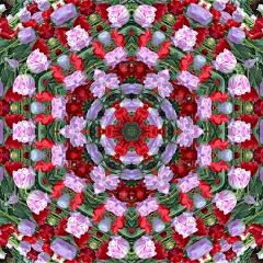 表面郁金香万花筒图案，用于剪贴簿，壁纸，智能手机的案例，web背景，打印，表面纹理，枕头，毛巾，亚麻