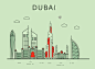 迪拜旅游 手绘建筑 现代建筑 建筑插图插画设计AI tid024t003989