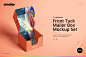 Front Tuck Mailer Box Mockup Set 01 正方形快递飞机盒纸盒包装盒设计作品贴图ps样机素材国外设计模板_UIGUI