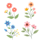 卡通扁平彩色几何花卉元素3