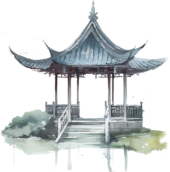 水墨古风建筑-凉亭