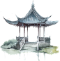 水墨古风建筑-凉亭