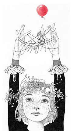 插画 黑白 线