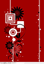 火红花纹装饰图案背景矢量素材