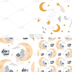就寝时间,式样,月亮,小山羊,星形,可爱的,纺织品,云,天气,壁纸