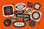 复古未来派酸性艺术星象宇宙几何图形LOGO徽标贴纸设计模板素材 Editable Logo Badge