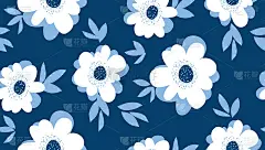 苍白的夏季花卉无缝图案表面设计。蓝色花矢量插图打印和网络项目。