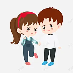 情人节牵手散步的男女孩插画矢量图 绘本 节日 萌 元素 免抠png 设计图片 免费下载 页面网页 平面电商 创意素材