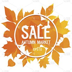 金秋，四季大甩卖，市场上，树叶花束，橙色三角形