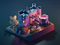 Kaer Morhen medieval castle witcher fanart lowpolyart low poly diorama lowpoly isometric render blender illustration 3d