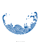  手绘中国风蓝色海水纹矢量插画图片素材