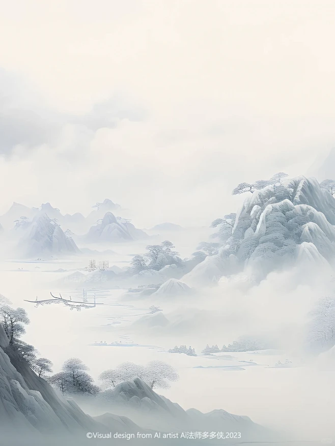 东方美学-山间云雾|新中式国风山水风景插画-花瓣网