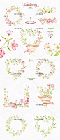 浪漫春天桃花粉红色花朵树叶唯美花框花环PNG设计素材png162-淘宝网