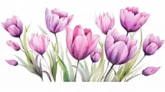 点击来源直接获取大图文件 |水彩粉色和紫色郁金香用于婚礼请柬、问候、壁纸、时尚、印刷品