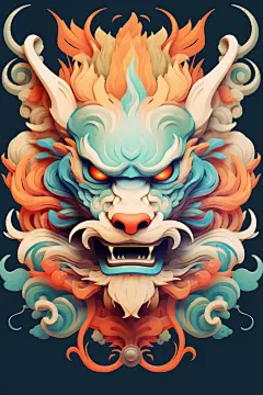 十二生肖龙头龙年中国龙插画元素