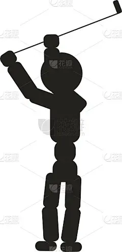 高尔夫球手签名插图。向量。白色背景上的黑色图标