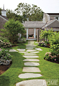 Attractive backyard path and garden design.  | New England Home Magazine: 