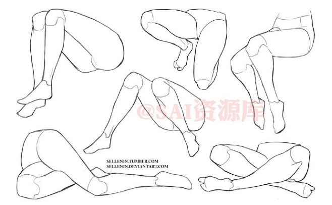 #SAI资源库# 动漫男姓身体各部位绘画...