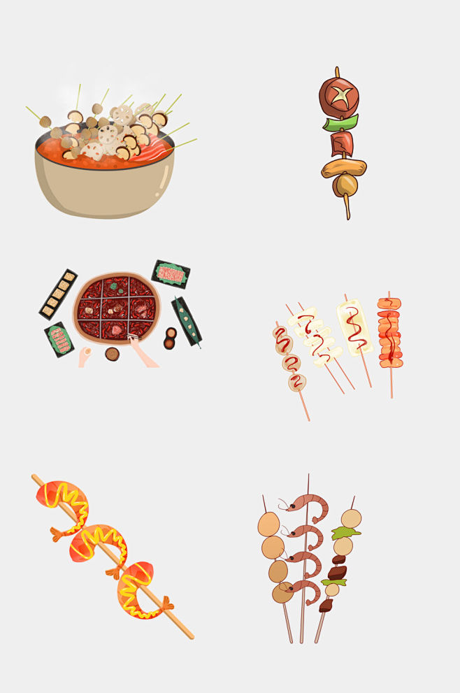 火锅串串文化冒菜火锅麻辣串关东煮素材