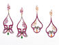 Wendy Yue earrings with multi-coloured gemstones and diamonds.