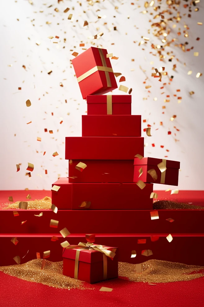 Red box with gold co...