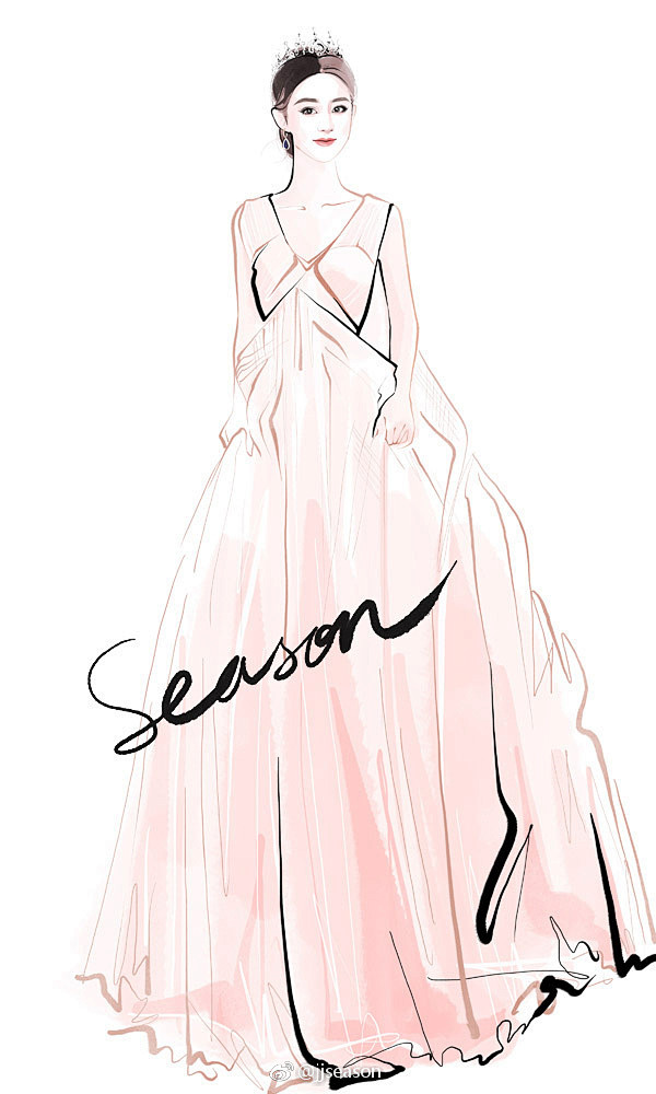 #jjseason插画# #明星红毯礼服...