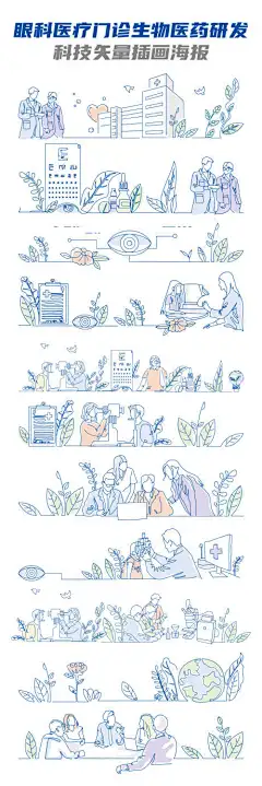 眼科医疗门诊生物医药研发科技矢量插画海报-环境,绿色,地球,能源,环保,海报,插画,矢量,研发,科技,生物,医药,视力,医院,门诊,眼科
