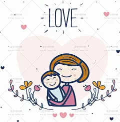 517号母亲节二胎家庭妈妈手绘插画海报宣传H5引导矢量AI设计素材-淘宝网