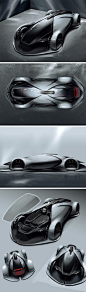 This concept Porsche race car by Zhang Ningbo showcases a highly fluid design with a slight Daniel Simon touch to it. The electric car is for a future in which drivers won’t sit within the car, but outside, with remote-controllers, operating the cars like