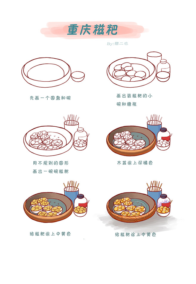 Q版简笔步骤图 手账素材