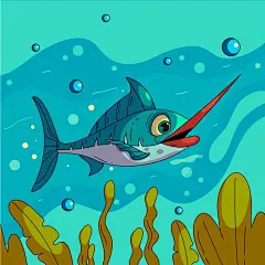 手绘卡通鱼动物插画矢量图设计素材