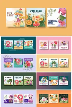 时尚可爱卡通花仙子精灵花朵春天插图画元海报素EPS模板素材设计-淘宝网