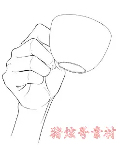 265张持物手多角度动作姿态透视线稿 漫画临摹手绘练习素材-淘宝网