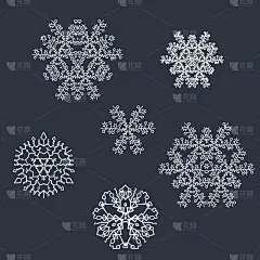 一套浅蓝色数字手绘雪花