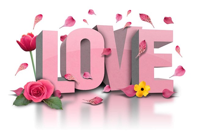 玫瑰花和爱情字母图片