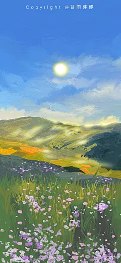 cr.微博@谷雨芽郁__211021_风景 油画棒 质感 手机壁纸