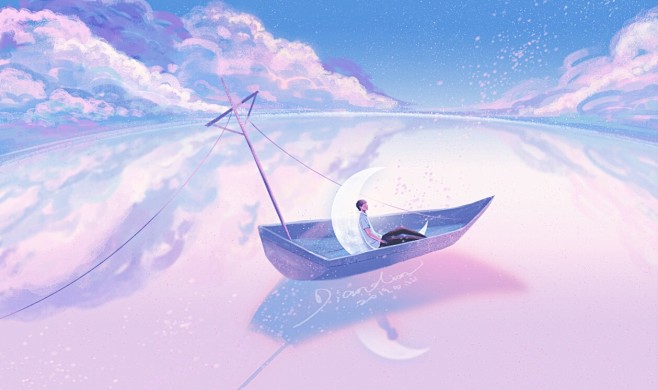 宁静之海_王点点__插画师作品_涂鸦王国...