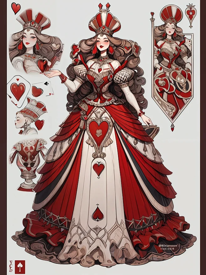 红皇后 | 迪士尼角色设计 | 服设插画 - 小红书