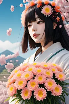 高清日本动画红花倒刺与璀璨星光的多重曝光