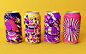 for a fictional soda drink called 'resonance', lucas wakamatsu has designed the graphics and packaging for four unique cans.